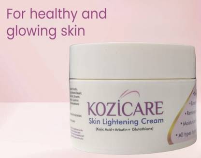 D cover Kozicare Skin Lightening Cream with Kojic Acid, Arbutin, Glutathione. hyh