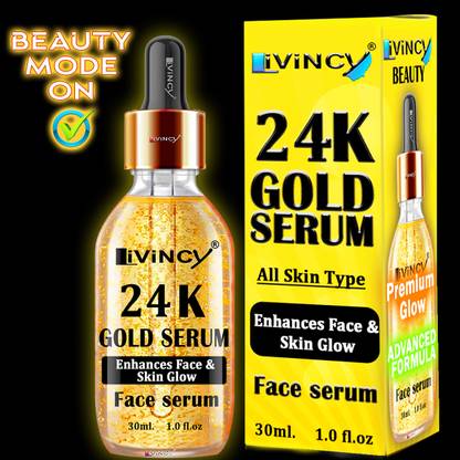 Livincy 24k gold serum with gold dust dark spot remover serum Night Face Serum luxury