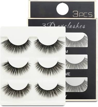 Scheibe 3 Pairs Black Handmade Natural 3D Thick Long False Eyelashes