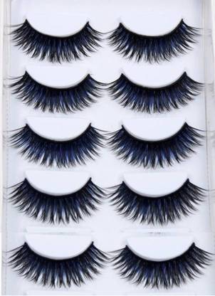 Ni Hao 5 PAIR Natural Thick Black&Blue Colored Long False Eyelashes Extension Eye Makeup