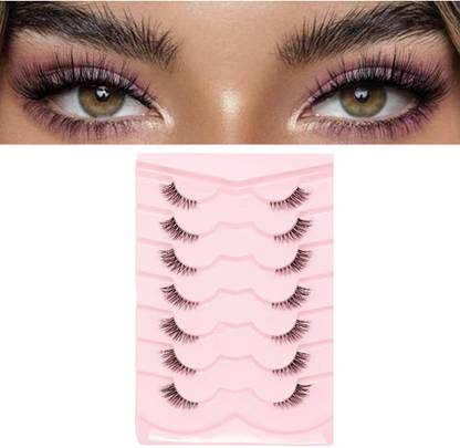 HASTHIP Seven Pairs Synthetic Fiber Fluffy Winged Cat Eye Party Eyelashes