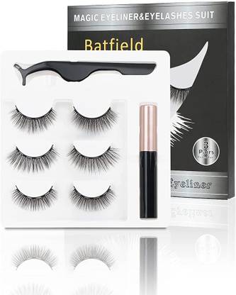 batfield 3Pairs Natural False Eyelashes, Reusable Magnetic Eyelashes, False Eyelashes kit