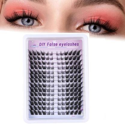 HASTHIP Cat Eyelash Clusters Varied Length Individual Fluffy Winged Lashes DIY for Party