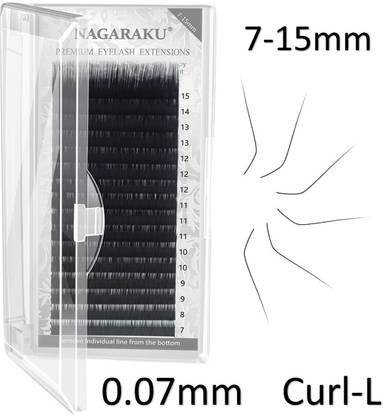 Nagaraku Eyelash Extensions Individual Lashes 0.07mm Curl L 7-15mm Classic Mix Tray Lash