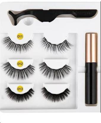 Vinayakart 3 Style False Magnetic Eyelashes, Eyeliner with Fluid and special tool Set ( 11-12-13 )