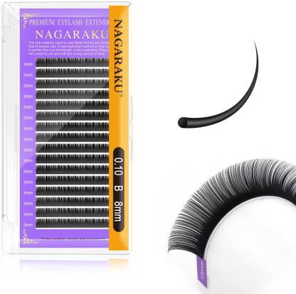 Nagaraku Individual False Lashes Classic Eyelash Extensions 16 Rows 0.10mm Curl-B 8mm