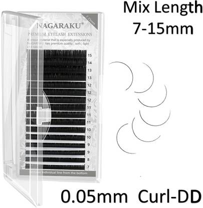 Nagaraku Eyelash Extensions Individual Lashes 0.05mm Curl DD 7-15mm Classic Mix Tray Lash