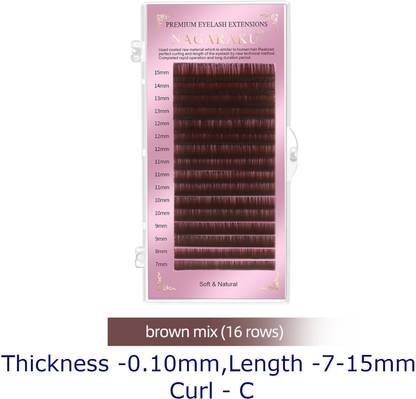 Nagaraku Natural Brown Color Individual Eyelash Extensions 0.10mm C curl 7-15mm Mix Tray