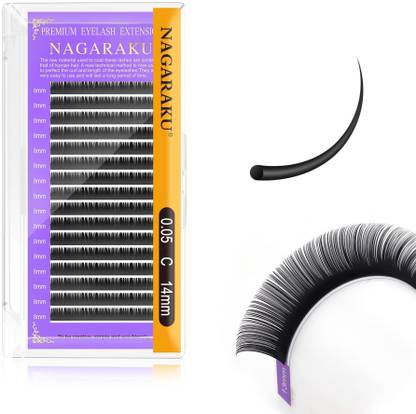 Nagaraku Individual False Lashes Classic Eyelash Extensions 16 Rows 0.05mm Curl-C 14mm