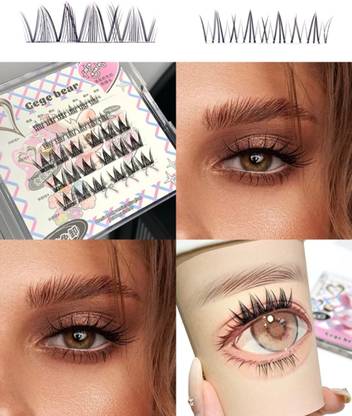 DAIMANPU GEGE BEAR Glue Free False Eyelashes Comic Book Fiber 30 Cluster, 9-12mm