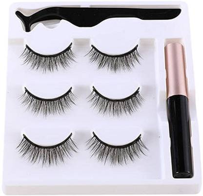 ADONYX 3 Pairs of False Eyelashes Magnetic with Eyeliner and Tweezer