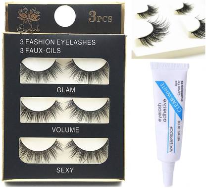 Huda Girl 3D Handmade Natural Round Look with EyeGlue Reusable Extensions for Women