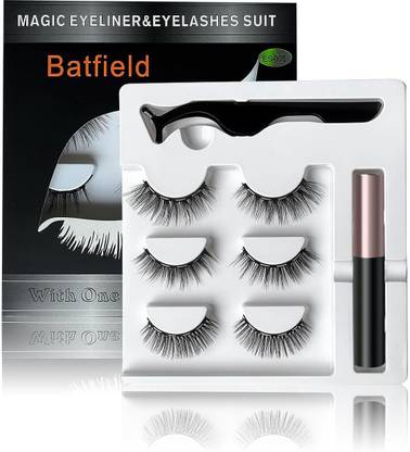 batfield 3Pairs Natural False Eyelashes, Reusable Magnetic Eyelashes, False Eyelashes kit