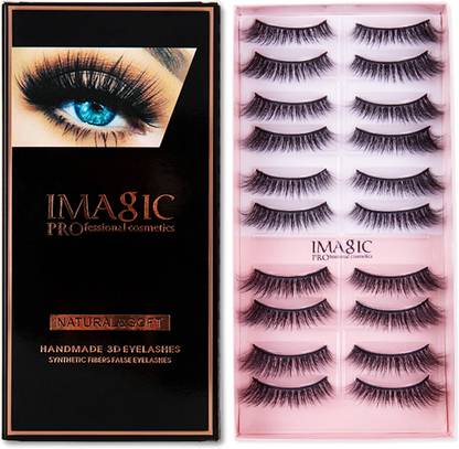 IMagic Eyelashes 100% natural light weight reusable 3d Eyelashes pack of 10 pairs