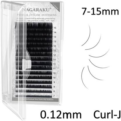 Nagaraku Eyelash Extensions Individual Lashes 0.12mm Curl J 7-15mm Classic Mix Tray Lash