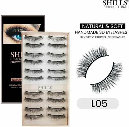 Shills Professional Synthetic Fibers False Eyelashes, Natural & soft Handmade 3D Fake Eyelashes Set