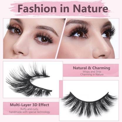 NADJA 1 Pairs Black Handmade Natural 3D Thick Long False Eyelashes