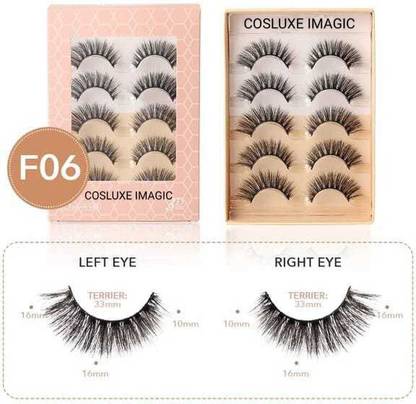 COSLUXE IMAGIC 3D FAKE EYELASHES,FALSE EYELASHSE KIT HANDMADE & NATURAL PAIR OF 5 - (F-06)