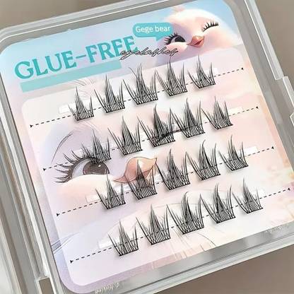 DAIMANPU Glue-Free False Eyelashes Clusters, Black, Fiber, in Organizer, Stronghold