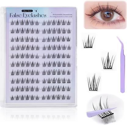 Verilux Self Adhesive Eyelash Clusters 120Pcs Press On Lashes Pre Glued with Tweezer