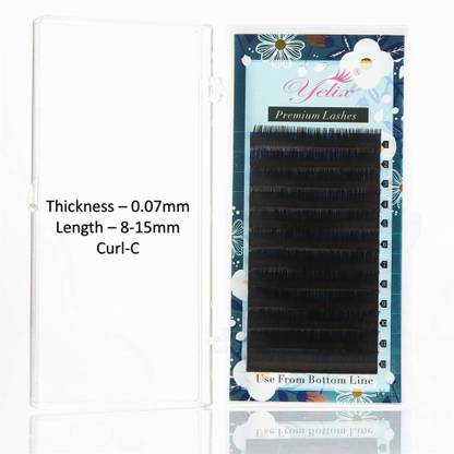 Yelix Eyelash Extensions Matte Black Lashes 12 Rows Thickness-0.07 Length-8-15m Curl-C