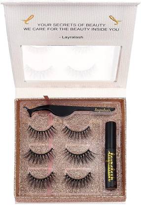 LAYRALASH Hotties Magnetic Eyelashes Lash Kit, 3 pair with 10 Magnet Lashes,Liner,Tweezers