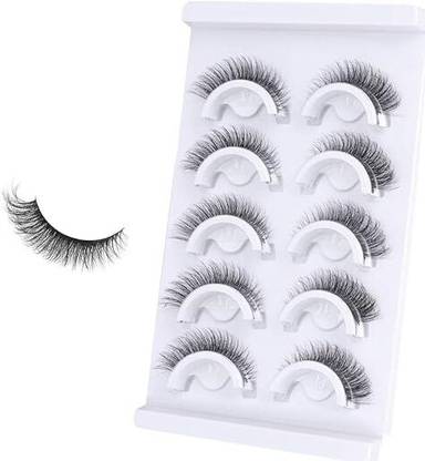SERPLEX Self Adhesive Eyelashes 5 Pair Reusable Cat Eye No Glue Needed Press On Lashes