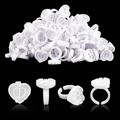 Bid 100pcs Smart Lash Glue Holder Rings, lash glue ring (White)