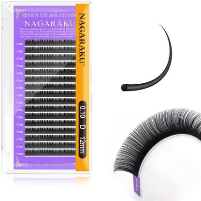 Nagaraku Individual False Lashes Classic Eyelash Extensions 16 Rows 0.10mm Curl-D 12mm