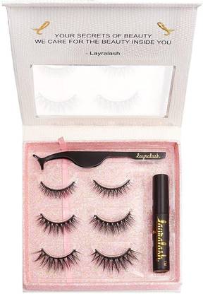 LAYRALASH Magnetic Eyelashes Kit Pack of 3 pair Magnetic Lashes, EyeLiner, Tweezer