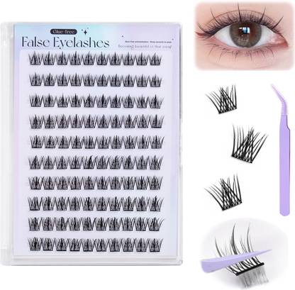 HASTHIP Self Adhesive Eyelash Clusters 120Pcs Pre Glued Lash Extensions with Tweezer