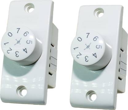 Ovicart 7 Step Ceiling Fan Regulator, 2 Piece, White Step-Type Button Regulator