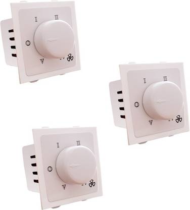 ASHIRWAD SOCKET MODULAR 5 STEP - 3 PCS HUM FREE FAN REGULATOR Step-Type Button Regulator