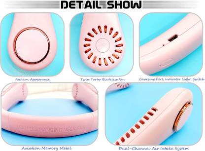 MH Kraft Rechargeable Headphone Design 3 Speeds Portable Neck Fan Mini USB Bladeless Conventional Box Regulator