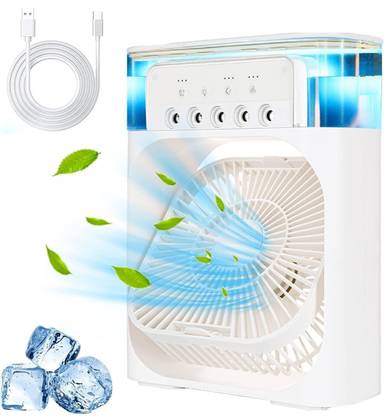 AMPLIN Portable Air Conditioner Fan Mini Evaporative Air Cooler, USB Table Fan with 1 Year Warranty 75 mm Table Fan