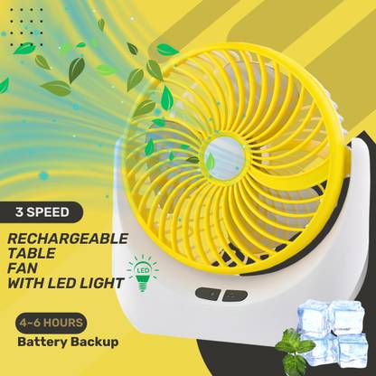 JY SUPER Portable Desktop Fan with LED Light, Quiet Operation, Strong Wind, USB Powered 1320 mm 3 Blade Table Fan