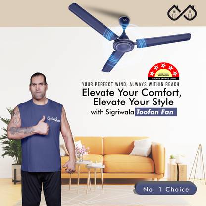 SigriWala Toofan Energy Efficient 5 Star 1200 mm 3 Blade Ceiling Fan