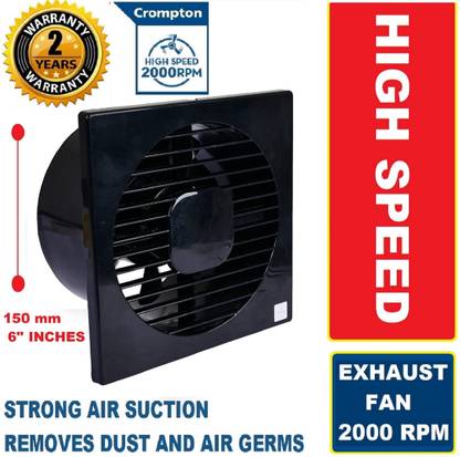 Crompton Axial Air Super Quiet HIGH SPEED 2000 RPM 100% COPPER High Suction1 with 24 Months Warranty Silent Operation 150 mm Exhaust Fan