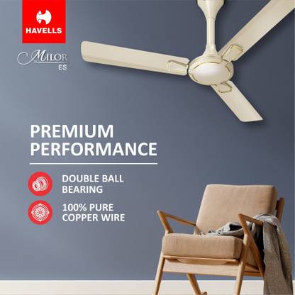 HAVELLS Milor ES with 2 Year Warranty Energy Saving 1200 mm Ceiling Fan  (1 Star | Gold | Pack of 1)
