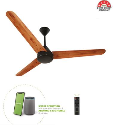 oceco Fansio Smart Golden oak wood 48 with 3 Year Warranty BLDC Motor with Remote 1200 mm Ceiling Fan