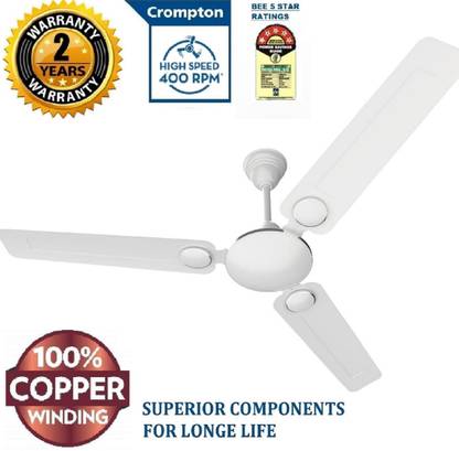 Crompton Montannia Decorative SUPER HIGH SPEED 400 RPM 51w Energy Saver 100% COPPER18 with 24 Months Warranty Ultra High Speed 1200 mm Ceiling Fan