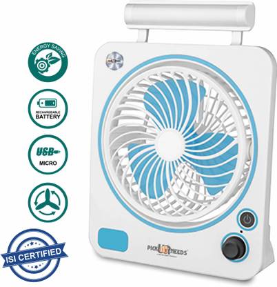 Daily Needs Shop Portable Rechargeable Mini Table Fan with Dual LED Tube Light Mode USB Charging 3 mm 3 Blade Table Fan