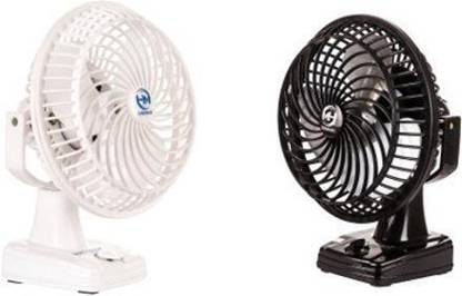 HM combo of Powerful High speed wall cum table fan (white and black) 225 mm 3 Blade Table Fan