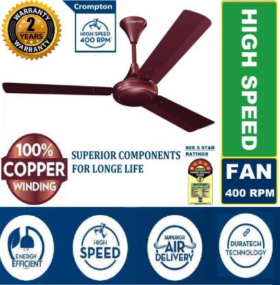 Crompton SUREBREEZE ULTRA HIGH SPEED 100% COPPER MOTOR 1200 mm Ultra High Speed 3 Blade Ceiling Fan