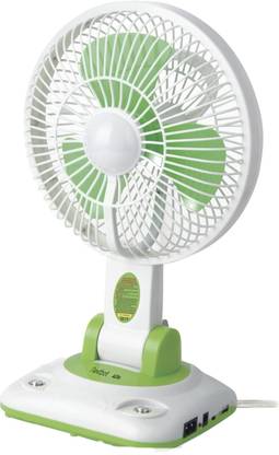 Nextbot Rechargeable Folding Fan with Emergency Light, works on direct Power & Battery 3 Blade Table Fan