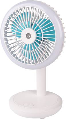 Dp 7632 (RECHARGEABLE PORTABLE USB FAN) 4000mAh Battery, Multi Angle Adjustable, 130 mm 3 Blade Table Fan
