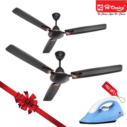 Hi Choice Ceiling Fan For Home Living Room Fast And High Speed 2 Star 1200 mm Energy Saving 3 Blade Ceiling Fan  (Smoke Brown, Pack of 3)