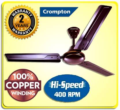 Crompton SUREBREEZE 400 RPM HS Plus Super HIGH SPEED 100% COPPER MOTOR LONGER LIFE 136 with 24 Months Warranty Energy Saving 1200 mm Ceiling Fan