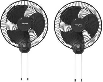 Crompton High SPEED KD BLACK PACK OF 2 400MM with 1 Year Warranty 400 mm Wall Fan