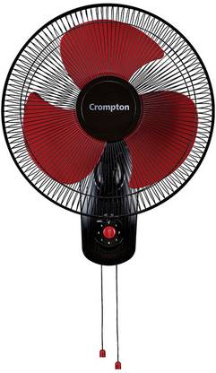Crompton WM HISPEED GALE CLASSIC 16" Black Red 400 mm 3 Blade Wall Fan